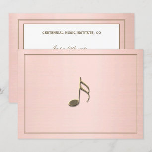 Editable Formal Black Gold Music Note Gold Border  Card