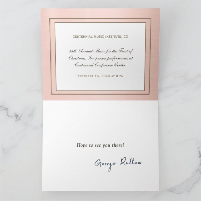 Editable Formal Black Gold Music Note Gold Border  Card (Inside)