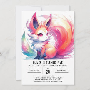 Editable Fox Birthday  Invitation