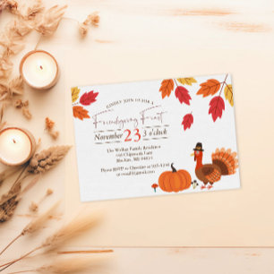 Editable Friendsgiving Feast Autumn Leaves Invitation