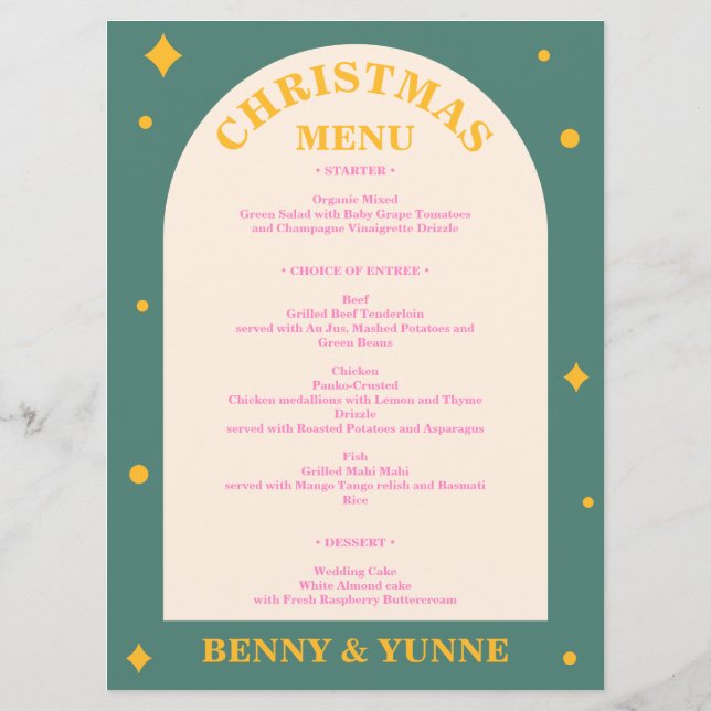 Editable, fun with bright colours Christmas menu (Back)