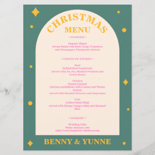 Editable, fun with bright colours Christmas menu