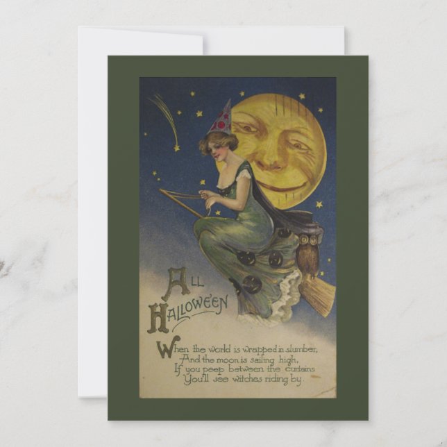 Editable Funny Vintage Halloween Holiday Card (Front)