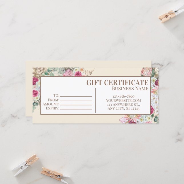 Editable Gift Certificate Template, Printable Gift (Front/Back In Situ)