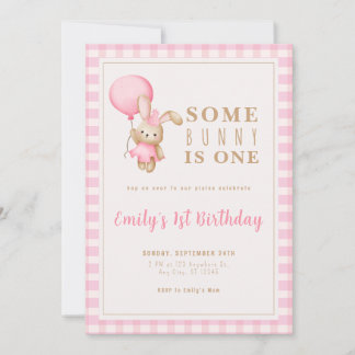 Editable Girl 1st Birthday Pink Printable Invite