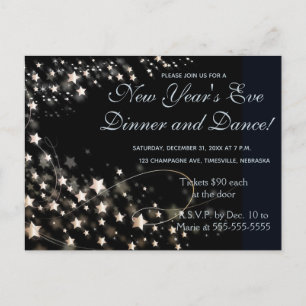 Editable Gold Floating Stars Invitation Postcard