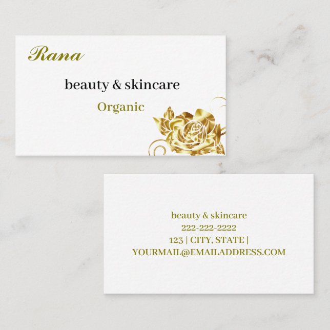 Editable gold Floral  Business Card (Front/Back)