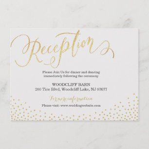 Editable gold glitter calligraphy reception card