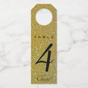 Editable Gold Glitter Table Number Bottle Tag