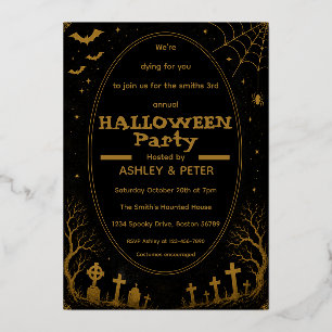 Editable Gold Halloween Party Invitation