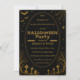 Editable Gold Halloween Party Invitation