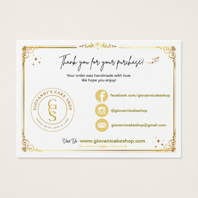 Editable Gold Thank you Card (Front)