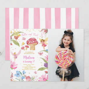 Editable Golden Fairy Birthday Photo Invitation