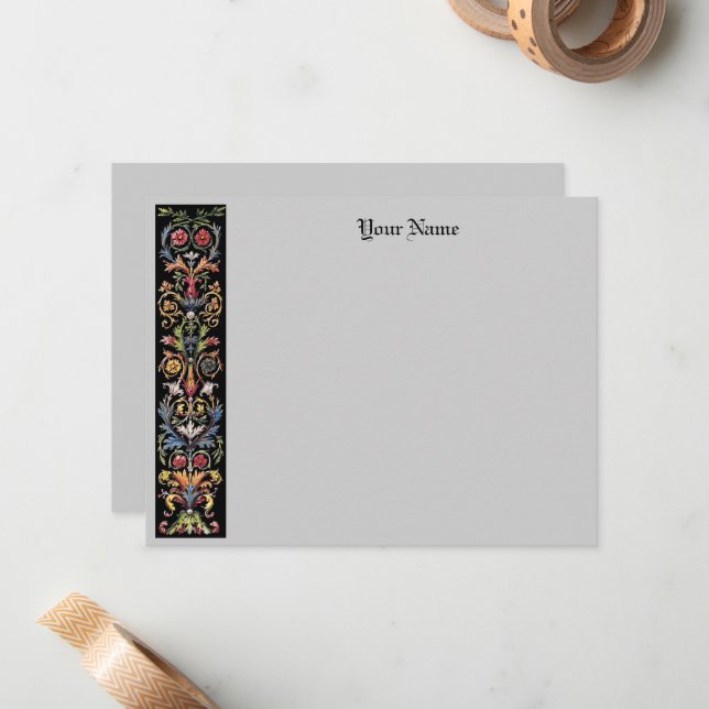 Editable Gothic Floral Illuminated Medieval  Card (Front/Back In Situ)