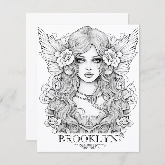 Editable Gothic Girl Colouring Page Paper Sheet (Front/Back)