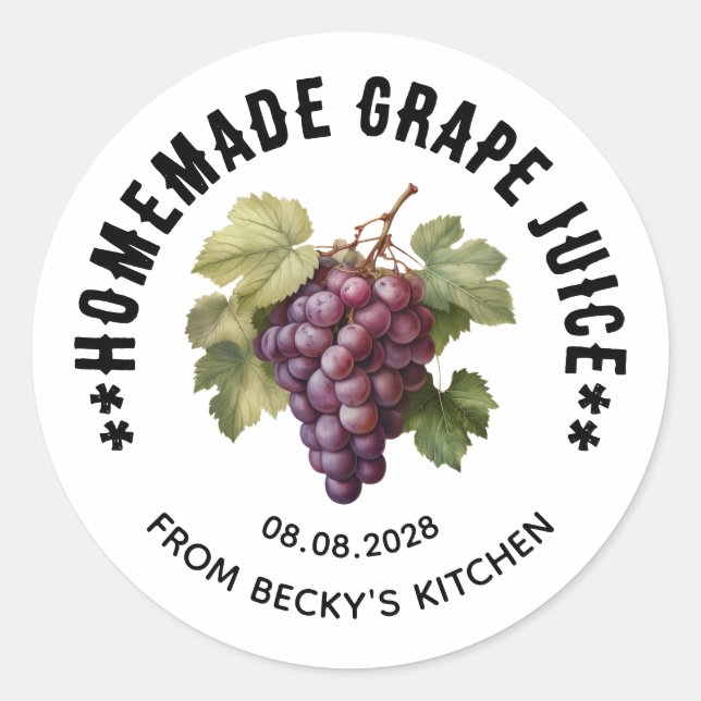 Editable Grape Juice for Homemade Canning Labels (Front)