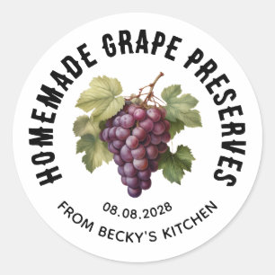 Editable Grape preserves Homemade Canning Sticker