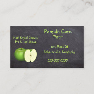 Editable Green Apples Educator Business Card