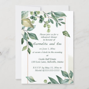 Editable Green Branches Rehearsal Dinner Invitation