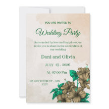 Editable Green Floral Wedding Party Invitation