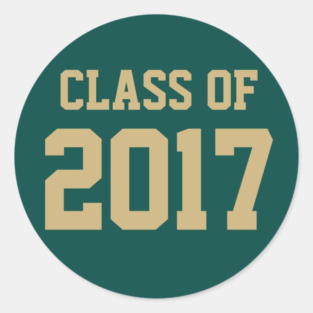 Editable Green Gold Class of 2018 Graduation Classic Round Sticker (Front)