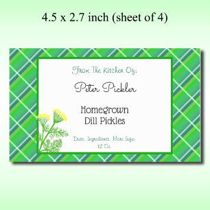 Editable Green Plaid, Dill and Flowers 4.5x 2.7 Sticker
