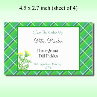 Editable Green Plaid, Dill and Flowers 4.5x 2.7 Sticker