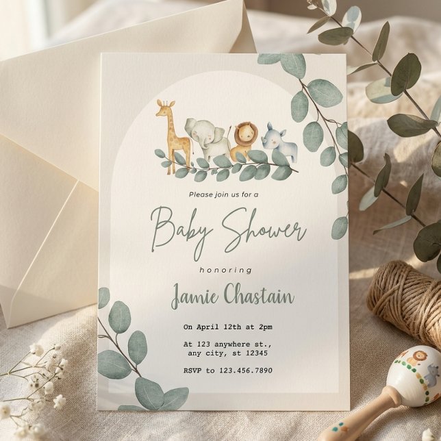 Editable Greenery Baby Shower Invitation for Boy  (Creator Uploaded)