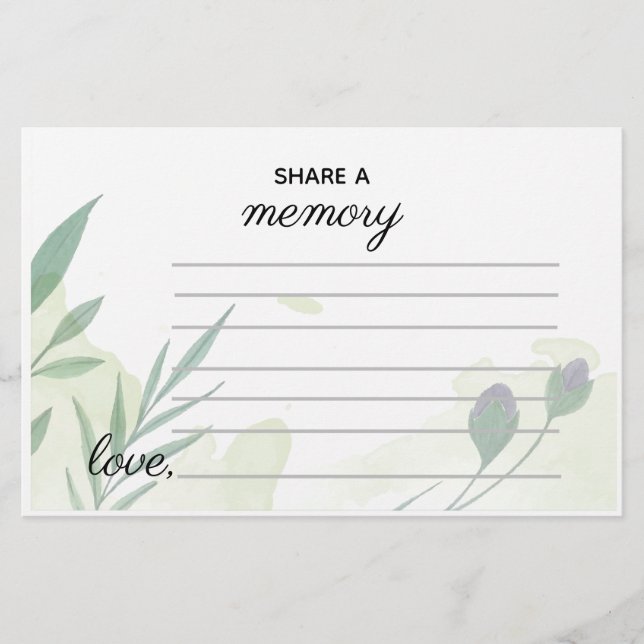 Editable Greenery Share a Memory Card (Front)