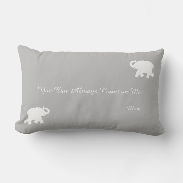Editable grey and white motivational lumbar pillow (Front)