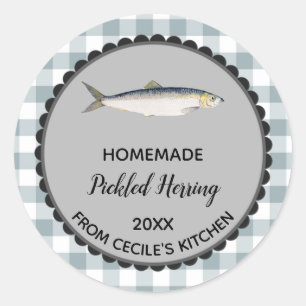 Editable Grey Gingham Herring Label Stickers!