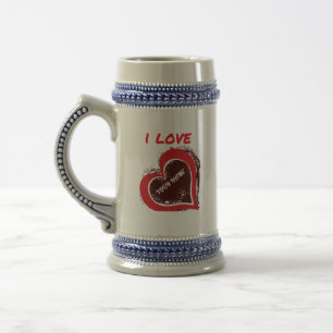Editable Grunge Heart Love Design – Add Your Text Beer Stein