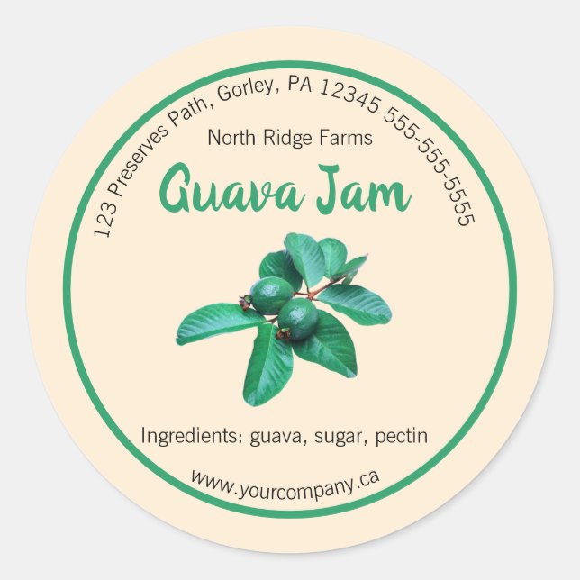 Editable Guava Jam Label (Front)