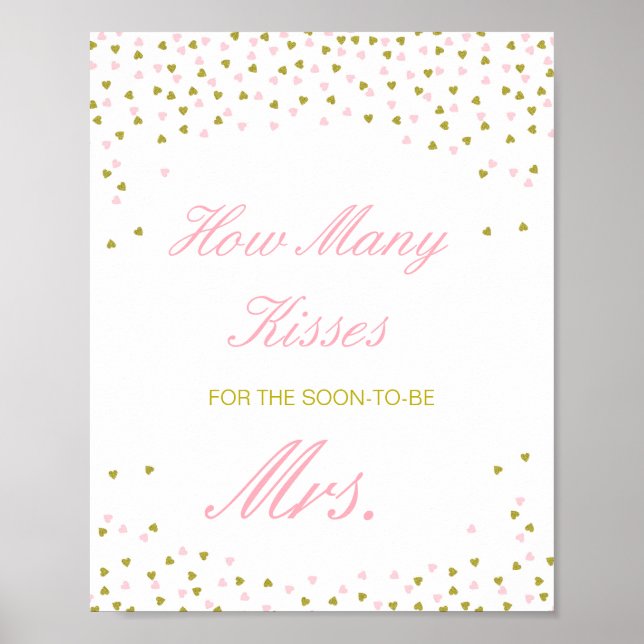 Editable Guess How Many Kisses for Soon Mrs Sign (Front)