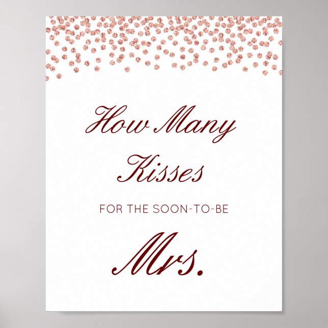 Editable Guess How Many Kisses for Soon Mrs Sign (Front)