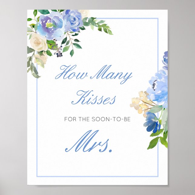 Editable Guess How Many Kisses for Soon Mrs Sign (Front)