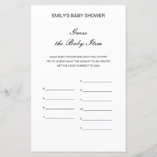 Editable Guess the Baby Item Baby Shower Game