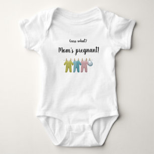 Editable Guess What Mom's Pregnant Announcement Baby Bodysuit