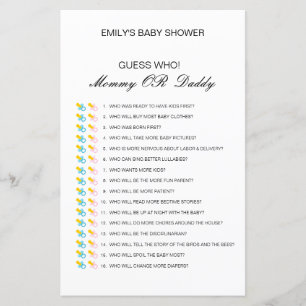 Editable Guess Who, Mom or Dad Baby Shower Game