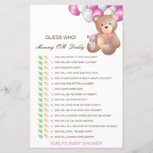 Editable Guess Who, Mom or Dad Baby Shower Game