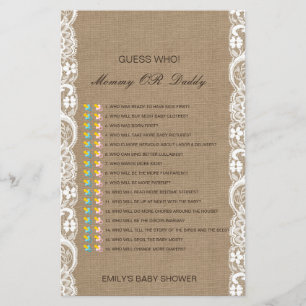 Editable Guess Who, Mom or Dad Baby Shower Game