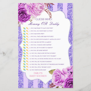 Editable Guess Who, Mom or Dad Baby Shower Game