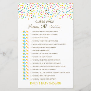 Editable Guess Who, Mom or Dad Baby Shower Game