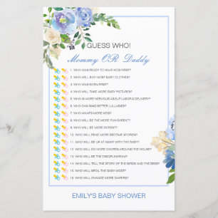 Editable Guess Who, Mom or Dad Baby Shower Game