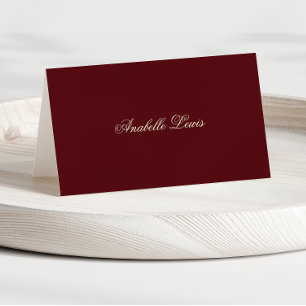 Editable Guest Name Burgundy Wedding Place Card