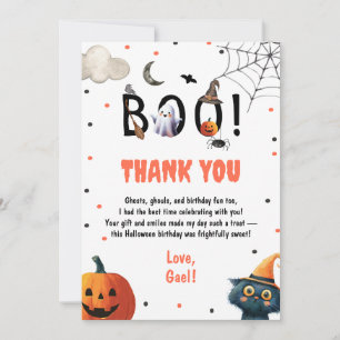 Editable Halloween Birthday Boy Party Thank Boo You Card