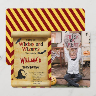 Editable Halloween Birthday Photo Invitation 