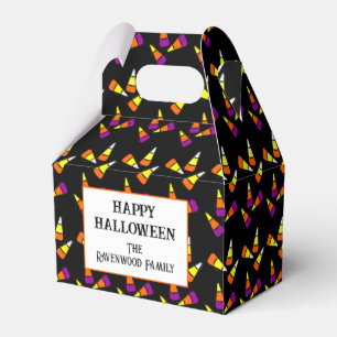 Editable Halloween Candy Corn Pattern Favor Box