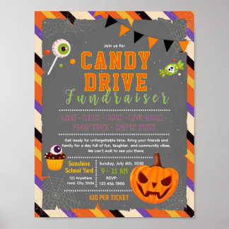 Editable halloween candy drive fundraiser flyer poster