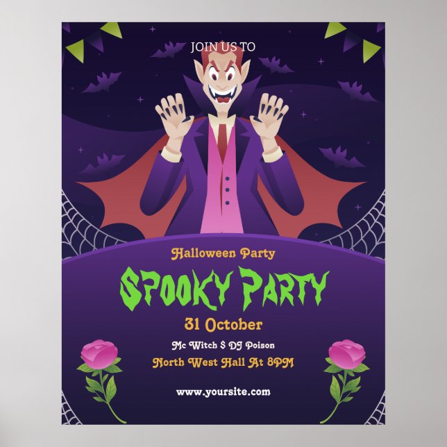Editable Halloween Invitation, Halloween Party  Poster (Front)